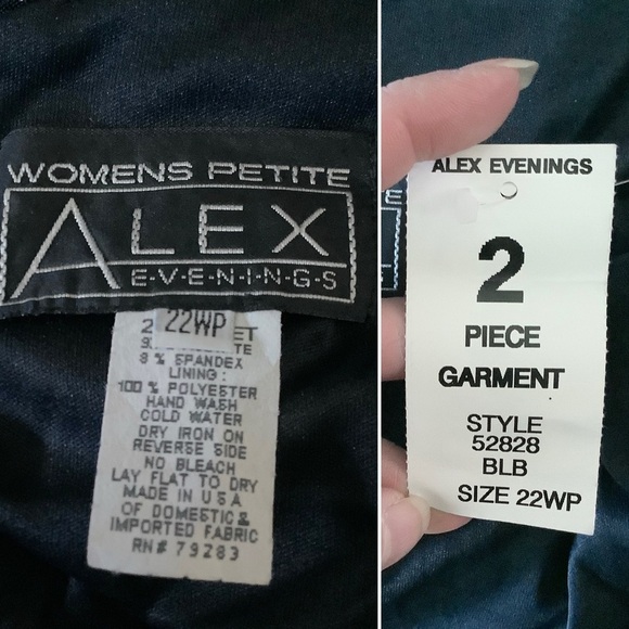 ALEX EVENINGS 2-Piece Evening Gown Set Glitter Jacket & Maxi Wedding 22W PETITE - Picture 7 of 14